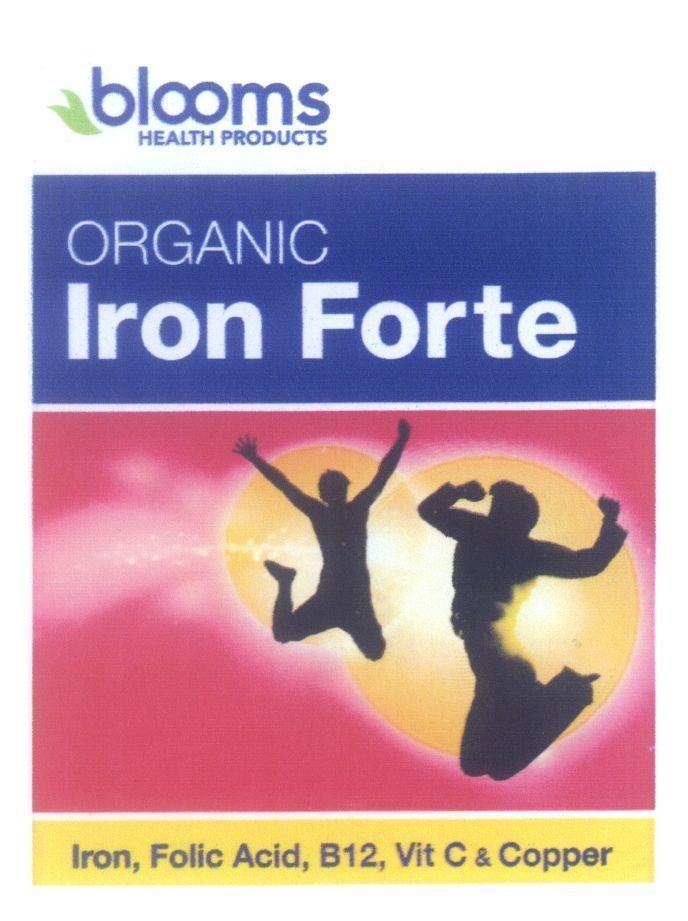 blooms ORGANIC Iron Forte HEALTH PRODUCTS Iron, Folic Acid, B12, Vit C & Copper