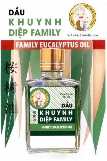 DẦU KHUYNH DIỆP FAMILY FAMILY OIL HIỆU BÀ BỒNG CHÁU Vỉ 1 chai 25ml dầu xoa FAMILY EUCALYPTUS OIL FAMILY OIL HIỆU BÀ BỒNG CHÁU Chai 25ml Dầu xoa DẦU KHUYNH DIỆP FAMILY FAMILY EUCALYPTUS OIL [an shu you: Dầu khuynh diệp] [an shu you: Dầu khuynh diệp]