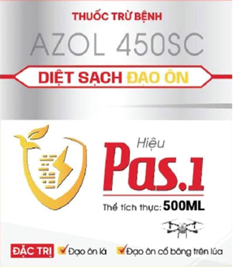 Hiệu Pas.1 THUỐC TRỪ BỆNH AZOL 450SC DIỆT SẠCH ĐẠO ÔN Thể tích thực: 500ML ĐẶC TRỊ Đạo ôn lá Đạo ôn cổ bông trên lúa