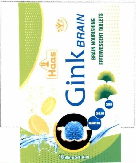 Haas Gink BRAIN BRAIN NOURISHING EFFERVESCENT TABLETS CAFEIN CHOLINE MAGNESIUM 10 effervescent tablets