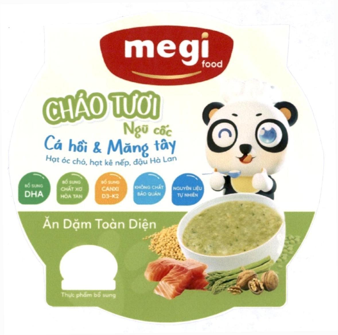 megi food CHÁO TƯƠI Ngũ cốc Cá hồi & Măng tây Hạt óc chó hạt kê nếp đậu Hà lan BỔ SUNG DHA BỔ SUNG CHẤT XƠ HOÀ TAN BỔ SUNG CAN XI D3-K2 KHÔNG CHẤT BẢO QUẢN NGUYÊN LIỆU TỰ NHIÊN Ăn Dặm Toàn Diện Thực phẩm bổ sung