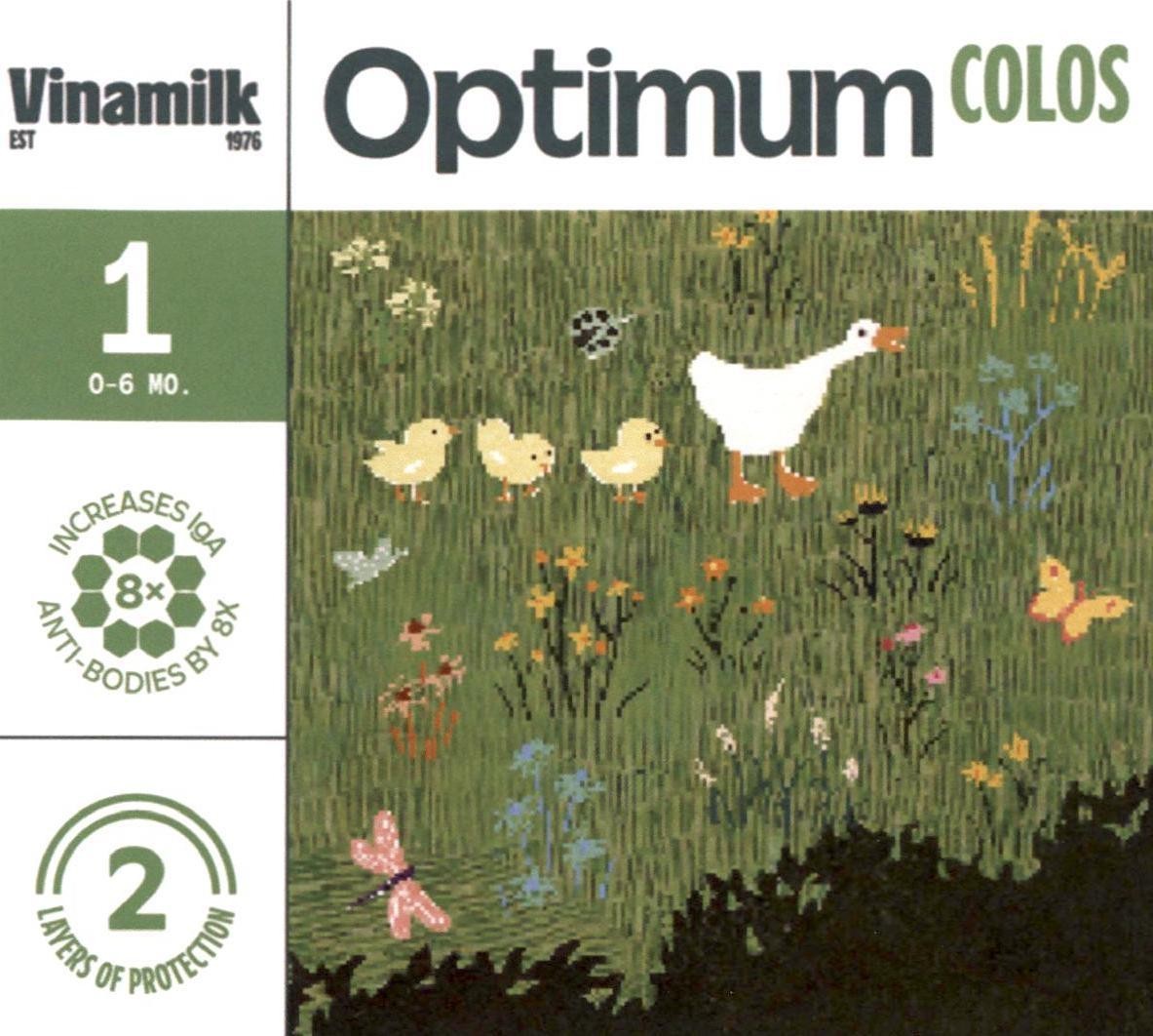 Optimum COLOS Vinamilk EST 1976 1 0-6 MO. INCREASES IgA ANTI-BODIES BY 8X 2 LAYERS OF PROTECTION