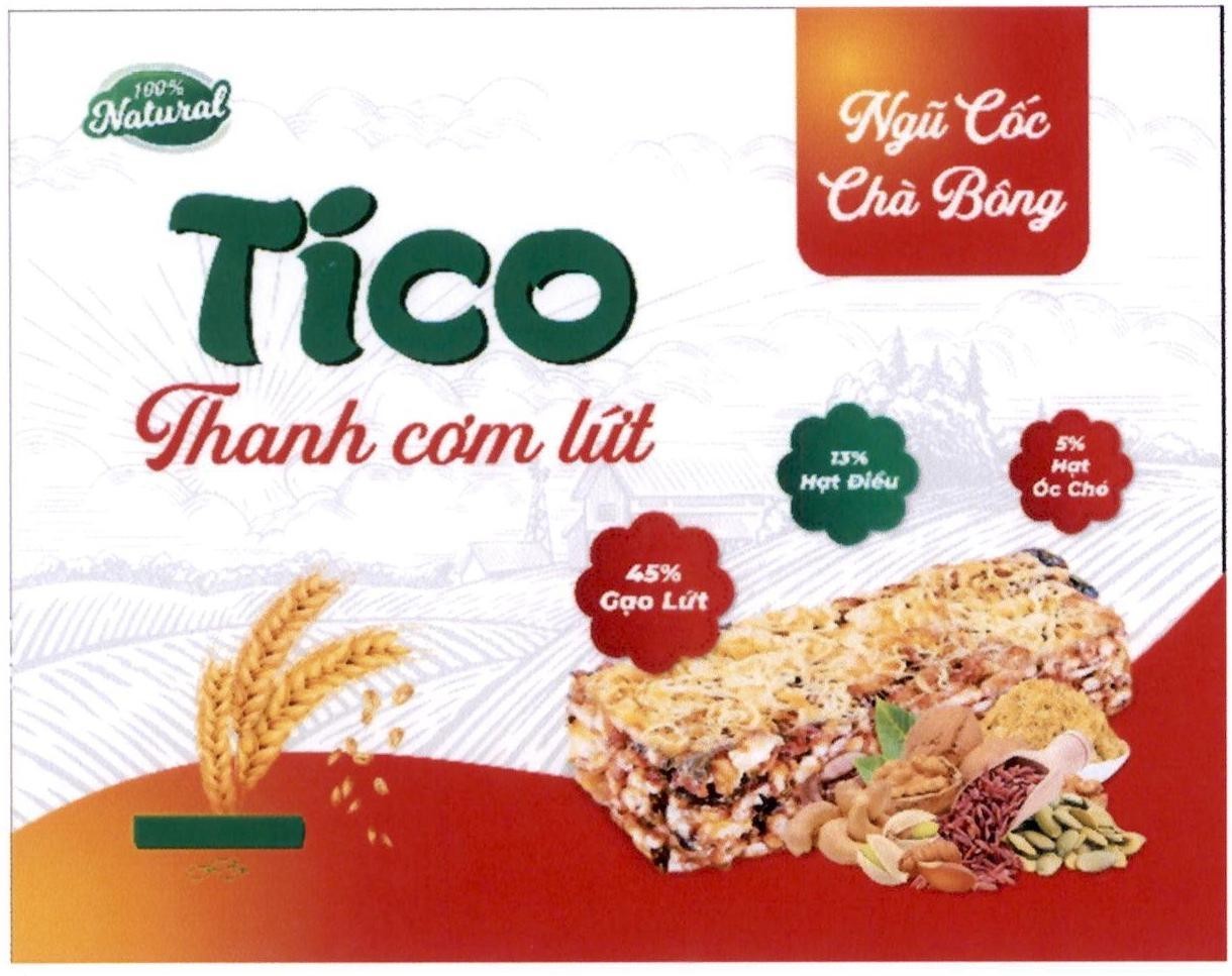 Tico Thanh cơm lứt Ngũ Cốc Chà Bông 100% Natural 45% Gạo Lứt 13% Hạt Điều 5% Hạt Óc Chó