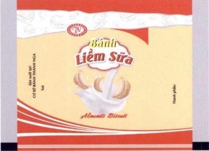 TN Bánh Liềm Sữa Almonds Biscuit Sản xuất tại: CƠ SỞ BÁNH THANH NGA Tel Thành phần
